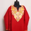 Graceful Red Cashmilon Pheran with Aari Embroidery - Aafrin Collection