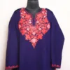 Navy Blue Aari Embroidered Cashmilon Pheran - Aafrin Collection