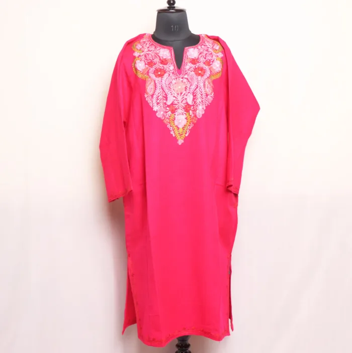 Elegant and Warm Pink Cashmilon Pheran - Aafrin Collection - Image 2