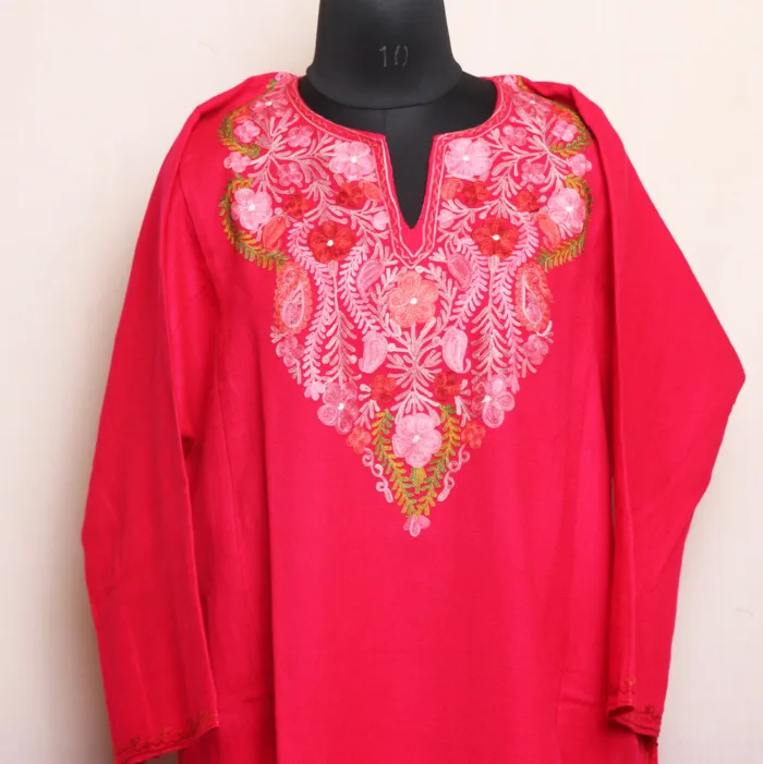 Elegant and Warm Pink Cashmilon Pheran - Aafrin Collection