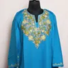 Light Blue Cashmilon Pheran with Aari Work - Aafrin Collection