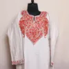 Beautiful White Cashmilon Pheran with Aari Work - Aamaal Collection