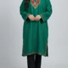 Elegant Green Hand Aari Raffal Pheran with Tilla Outline- Gul Rang Collection