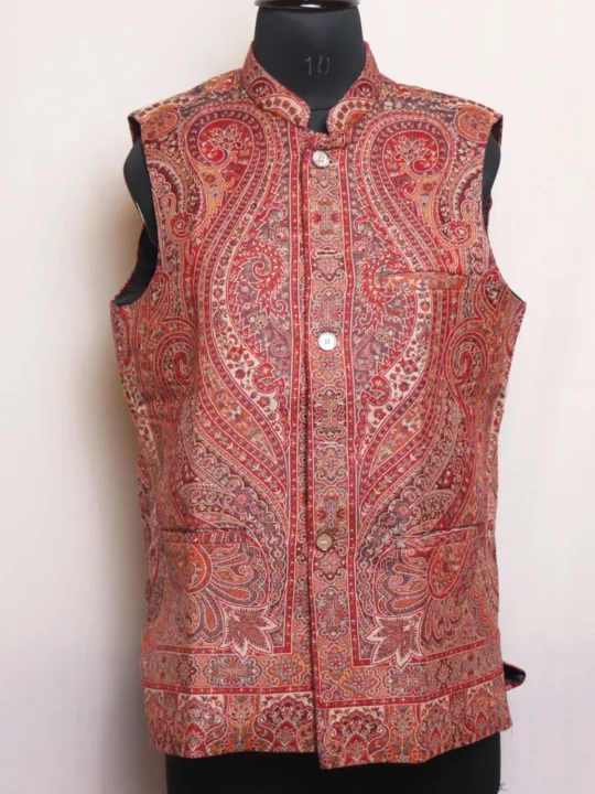 Kani Maroon Big Paisely Nehru Jacket | Men's Waist Coat - Azian Collection