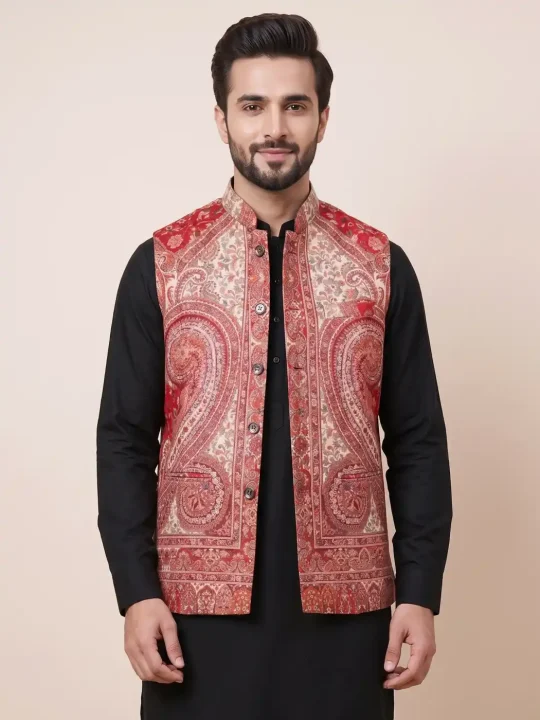 Sophisticated Kani Men's Waist Coat | Nehru Jacket in - Azian Collection