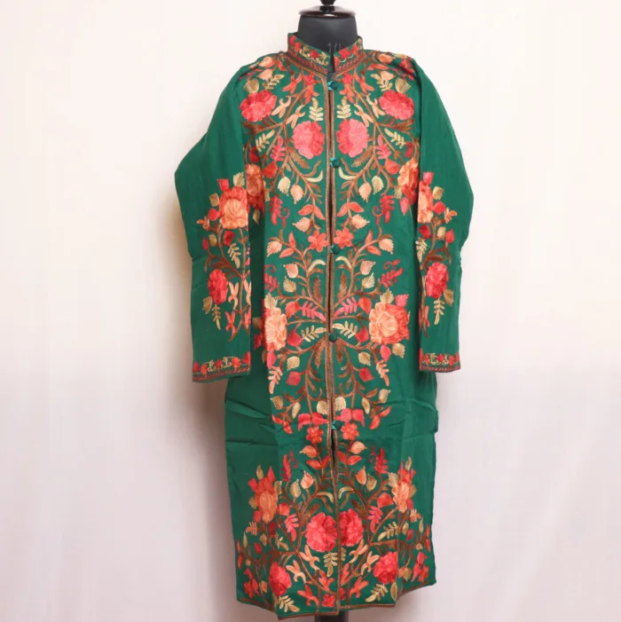 Tulip Coat in Cashmilon with Aari Embroidery for Winter - Zunaira Collection