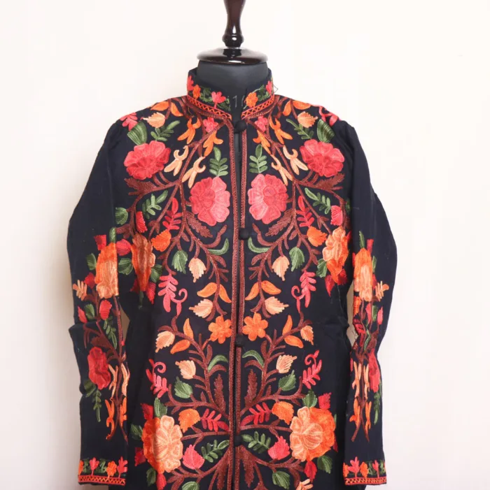 Elegant Aari Embroidered Tulip Coat in Cashmilon - Zunaira Collection - Image 2