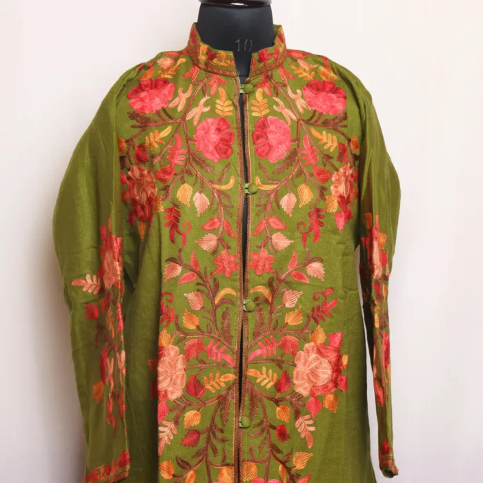 Stylish Cashmilon Tulip Coat with Aari Detailing - Zunaira Collection - Image 2