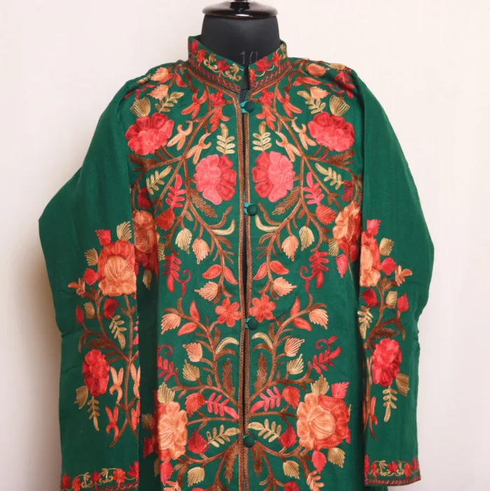 Tulip Coat in Cashmilon with Aari Embroidery for Winter - Zunaira Collection - Image 2