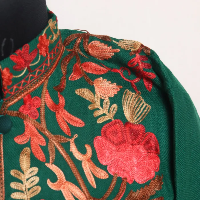 Tulip Coat in Cashmilon with Aari Embroidery for Winter - Zunaira Collection - Image 3