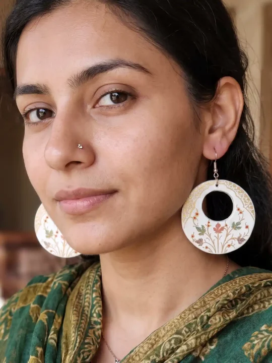 Light Yellow Beautiful Paper Mache Earrings