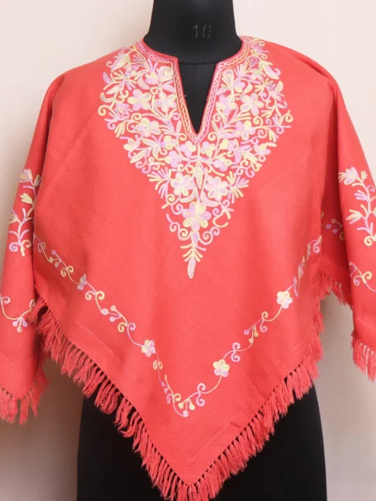 Trendy Kids Baby Pink Winter Poncho with Aari Detailing - Parvana Collection
