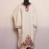 White Raffal Pheran with Hand Aari Embroidery Big Damaan - Kohinoor Collection