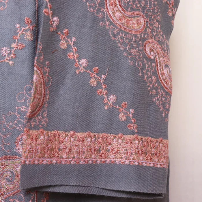 Elegant Count Wool Pheran with Front Panel and Sleeve Sozni Needlework - Khanqah Collection - Image 4