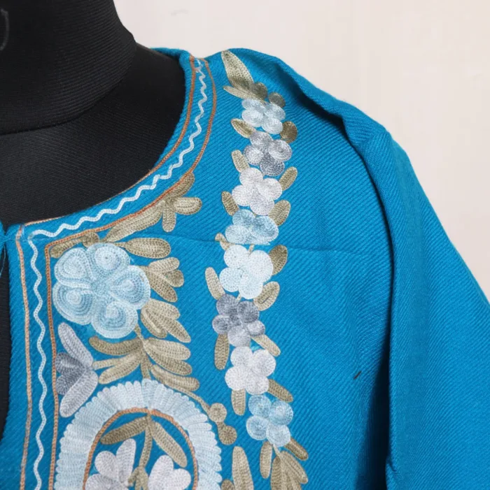 Blue Aari Embroidery Cashmilon Pheran | Feran - Meer Collection - Image 3