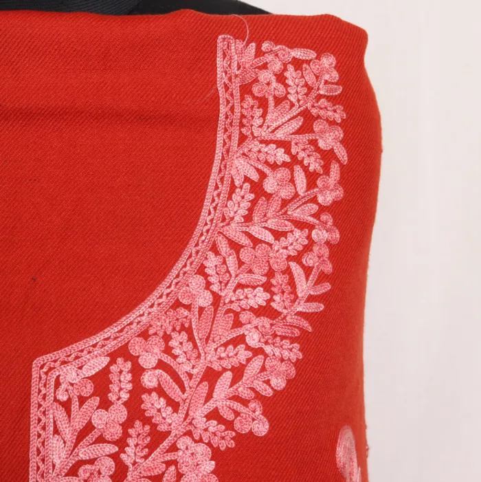 Rusty Red 2pc Woolen Suit with Machine Aari Embroidery – Bareen Collection - Image 3