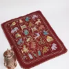 Dark Maroon Alphabet ABCD Kashmiri Hand Embroidered Pure Wool Namda | Nursery Rug | Carpet