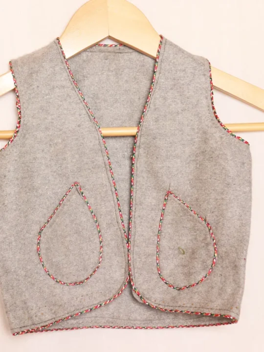 Grey Kids Tweed Pattu Coat (L 12)