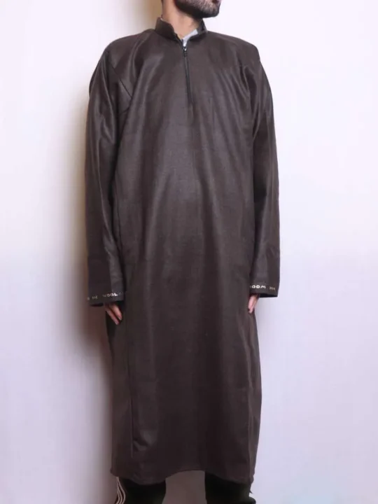 Dark Brown Lakeer Aqeel Traditional Mens Kashmiri Pheran (L48,62)