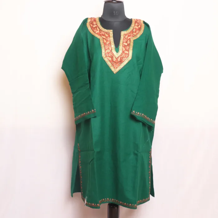 Graceful Dark Green Pheran with Tilla and Hand Sozni Detailing - Gul Rang Collection - Image 2