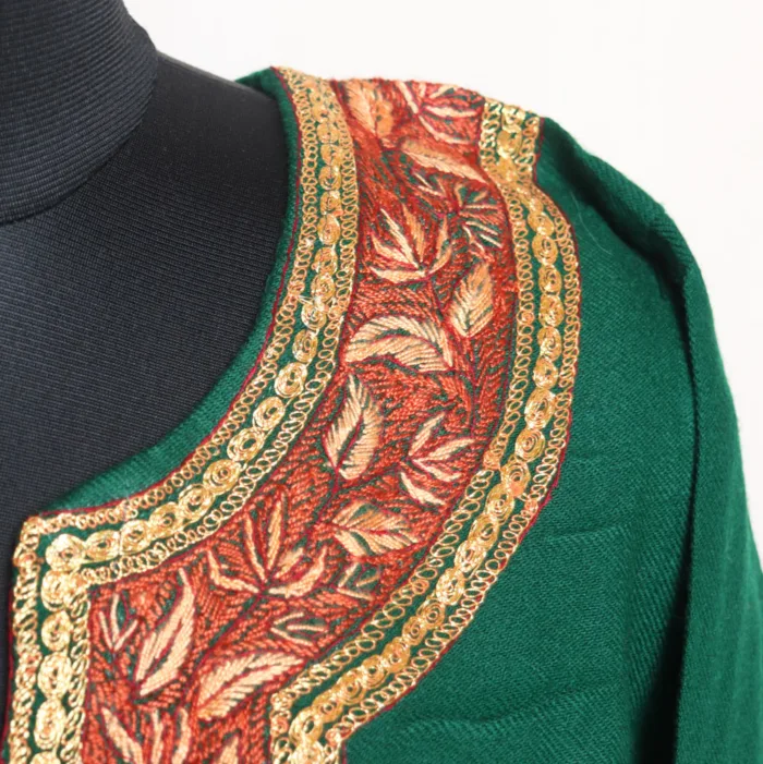 Graceful Dark Green Pheran with Tilla and Hand Sozni Detailing - Gul Rang Collection - Image 3