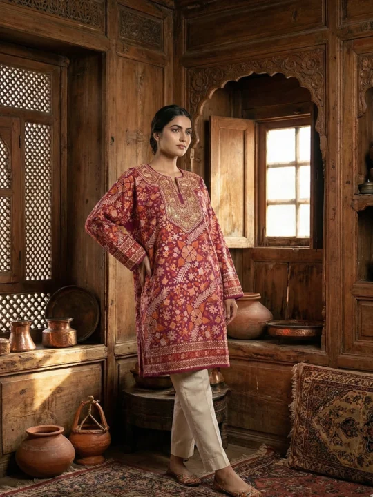 Purple Raffal Luxe Jama Pheran with Elegant Tilla Detailing - Kohinoor Collection