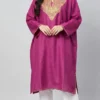 Magenta Tilla Embroidered Phiran in Raffal