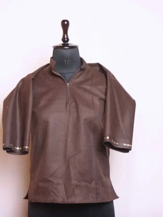 Dark Brown Plain Boys Traditional Kashmiri Pheran  (6-7 Years)