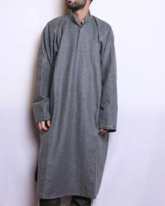 Grey Lakeer Tweed Pheran | Feran, Pheran for Gents (L47,C66)- The Aqeel Collection
