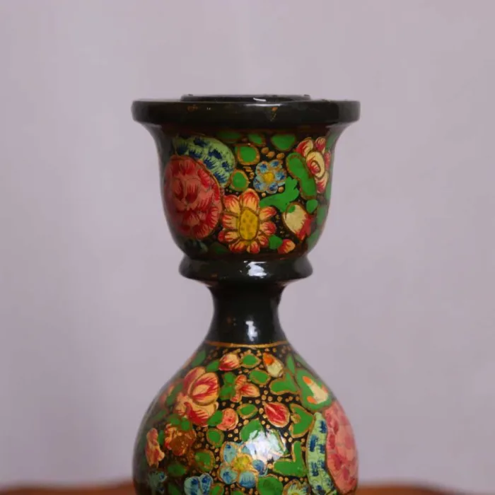 Handcrafted Paper Mache Candle Stand with Kashmiri Floral Art - Image 3