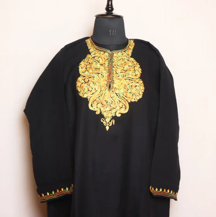 Timeless Black Cashmilon Pheran with Beautiful Aari Work - Zikr Collection