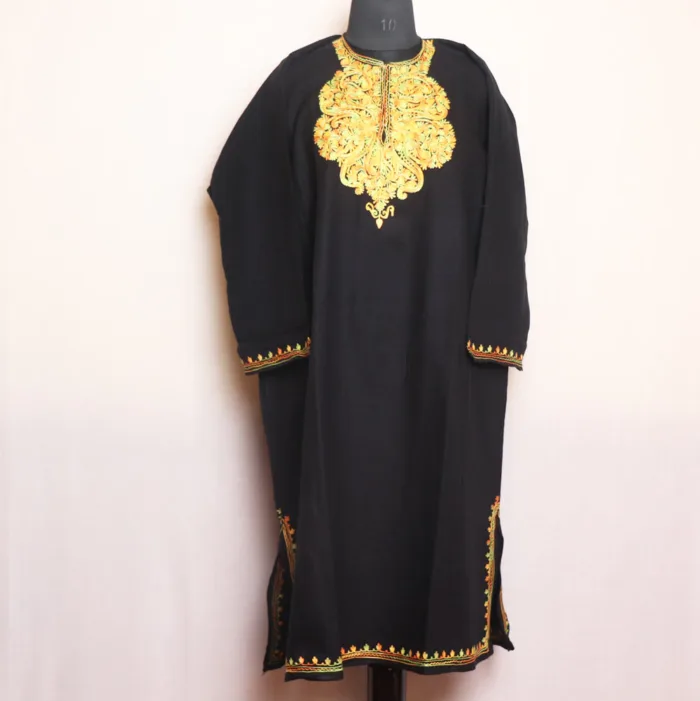 Timeless Black Cashmilon Pheran with Beautiful Aari Work - Zikr Collection - Image 3