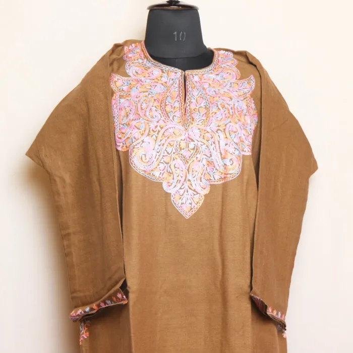 Beige Aari Designed Cashmilon Pheran | Zikar-E-Jazbaat Collection