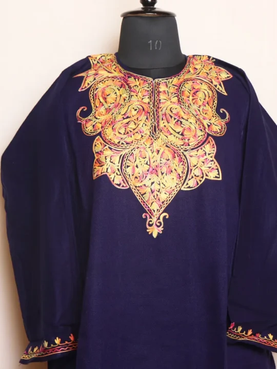 Kashmiri Aari Embroidered Navy Blue Cashmilon Pheran | Zikar-E-Jazbaat Cashmilon Collection