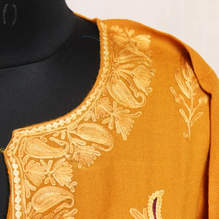 Yellow Paisley Bhootis Loose Pheran with Aari Work (43,56)- Gulsitan Collection - Image 3