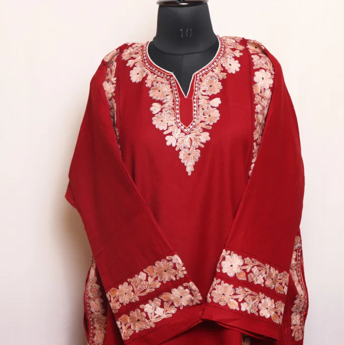 Beautiful Aari Embroidered Raffal Pheran with Cutwork Panel Detailing - Kohinoor Collection - Image 2