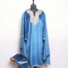 Stylish Blue Velvet Pheran and Woolen Coord Set With Tilla Embroidery - Zarafshah Collection