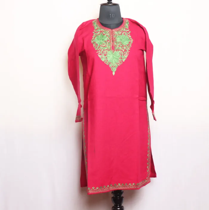 Magenta Cashmilon Woolen Kurta with Subtle Aari Work - Gulnaaz Collection