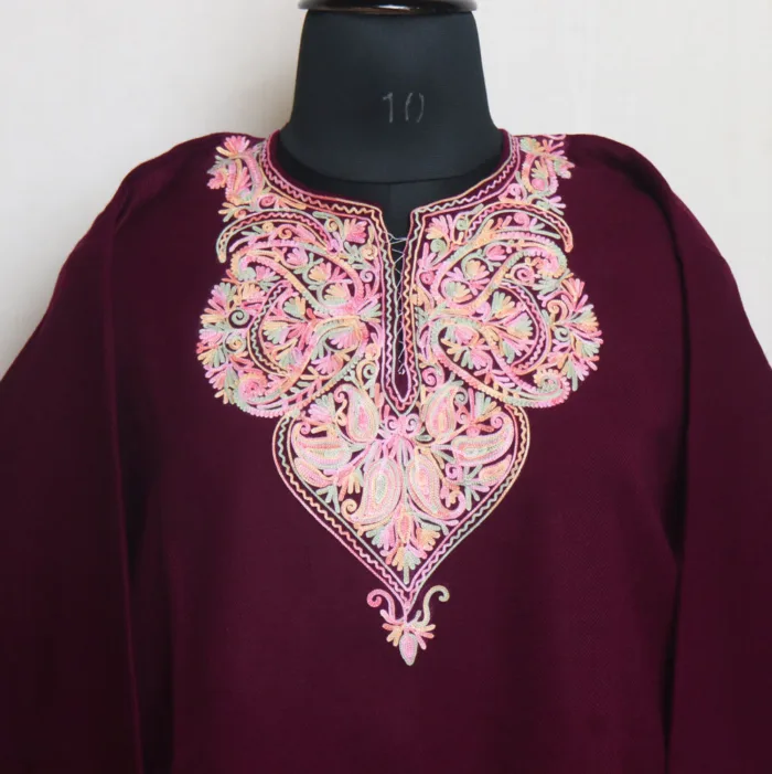 Purple Short Woolen Kurta with Aari Embroidery - Gulnaaz Collection - Image 2