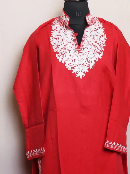 Trendy Dark Pinkish Aari Designed Long Kurta in Cashmilon - Gulnaz Collection