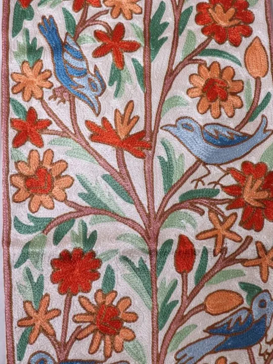 Beautiful Chain Stitch Runner on Dusoot Cotton with Silk Threads (6x1ft) - Image 6