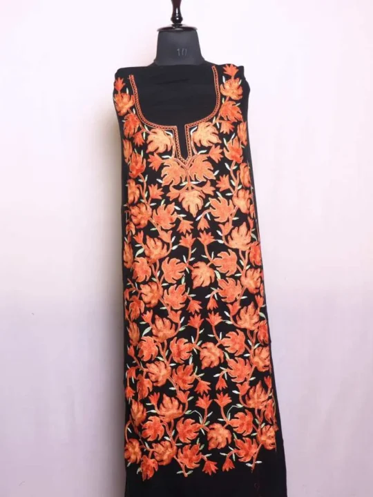 Black Aftabi Chinari Woolen Suit with Aari Embroidery - Sonwari Collection