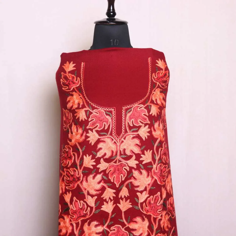 Maroon Woolen Suit with Aftaabi Aari Embroidery - Sonwari Collection ...