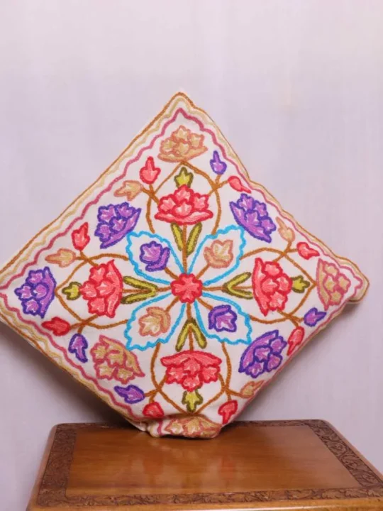 Red and Purple Handmade Kashmiri Cushion Cover- Kashmiri Style 16*16- Set of 2