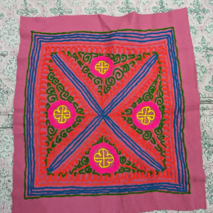 Pink Unique Kashmiri Gabba Black Rug 2.5 Feet