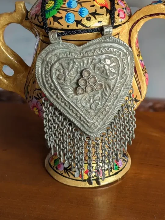 Traditional Kashmiri Heart Shaped Pendant with Ornamental Accents | Vintage Charm