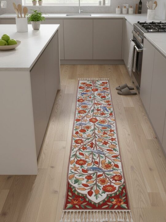 Beautiful Chain Stitch Runner on Dusoot Cotton with Silk Threads (6x1ft)