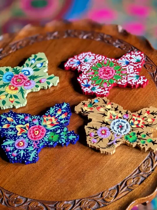 Paper Mache Kashmir Design Fridge Magnet | Kashmiri Souvenir | Set of 2
