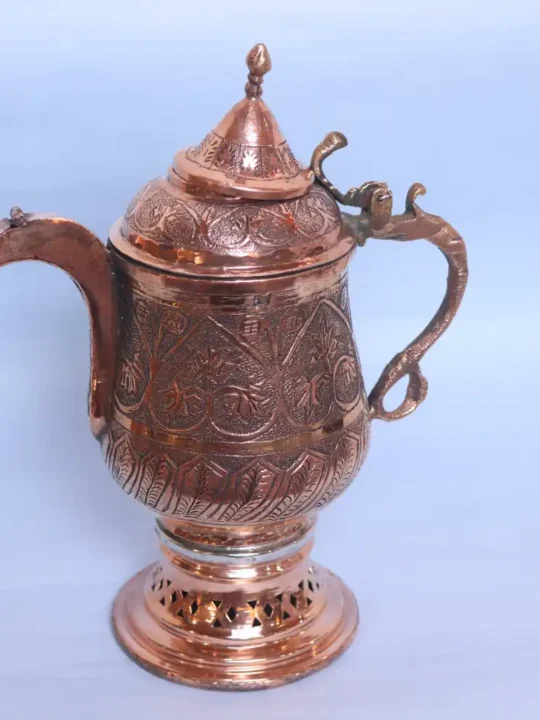 Kashmiri Copper Samavar | Samovar | Samavar - Handmade- 4 Cup Tea Kettle (Kahwa, Noon Chai)