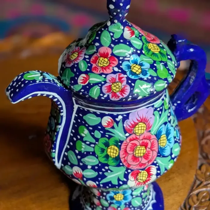 Decorative Samavar, Samovar in Paper Mache Blue Color| Kashmiri Souvenir - Image 2